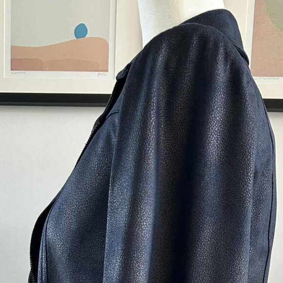 Vex Collection Navy Faux-Leather Moto Jacket with Hook-Eye Closure – EU 38 - Picture 11 of 14